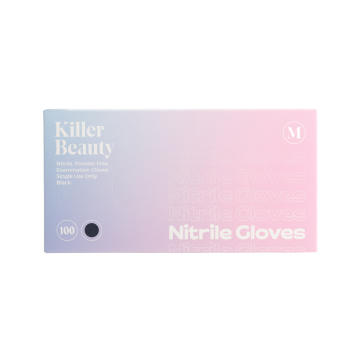 Caixa de 100 Killer Beauty Luvas pretas de nitrilo - Estojo de 10