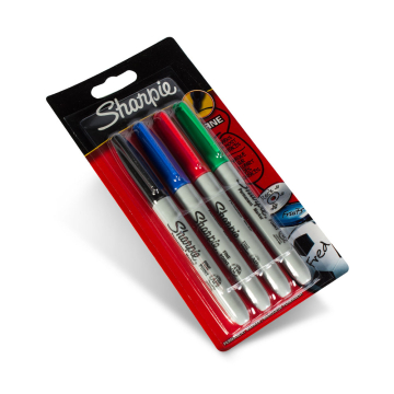 Embalagem Sortida de 4 Marcadores Sharpie de Ponta Fina
