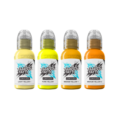 Tintas para tatuagem da World Famous Limitless - Shades of Yellow Collection - 4x 30 ml